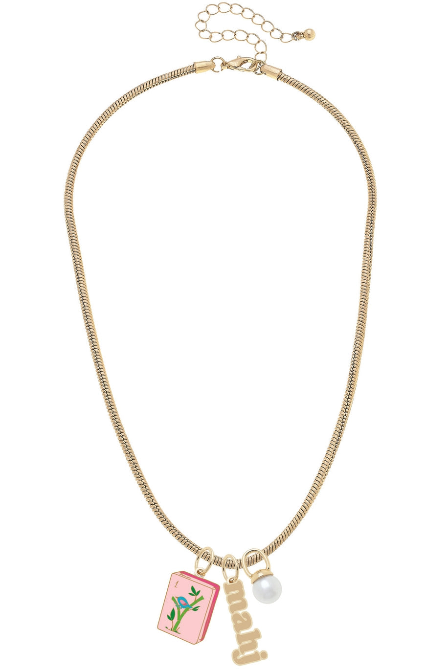 Mahjong Charm Necklace — Shiny Gold