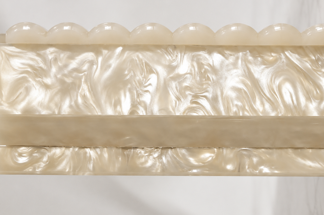 Imperfect Mahj Glam Ivory Pearl Mahjong Racks with Scalloped Pushers