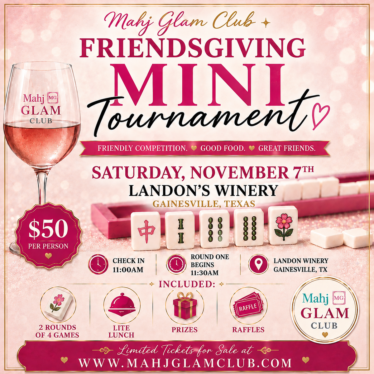 November 7th - Friendsgiving Mini Mahjong Tournament - Gainesville, Texas