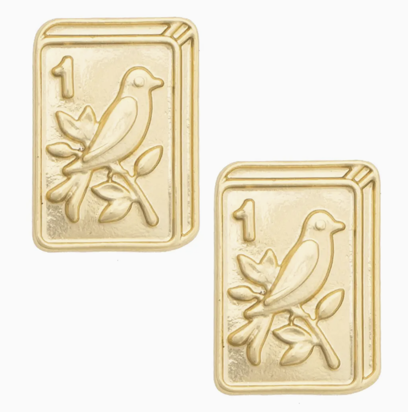 Bird Bam 24K Plated Tile Stud Earrings