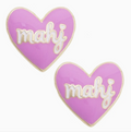 Mahj Enamel Heart Stud Earrings in Lilac