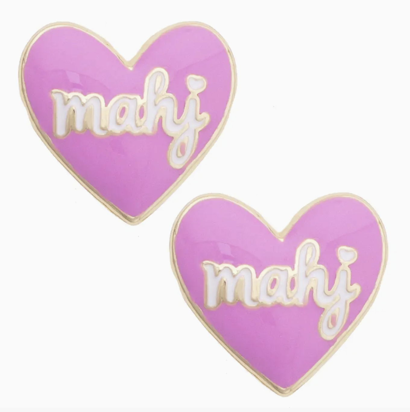 Mahj Enamel Heart Stud Earrings in Lilac