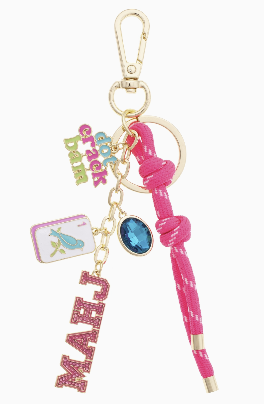 Mahj Paracord Cluster Bag Charm in Fuchsia