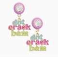 Dot Crack Bam Enamel Bezel Earrings in Lilac