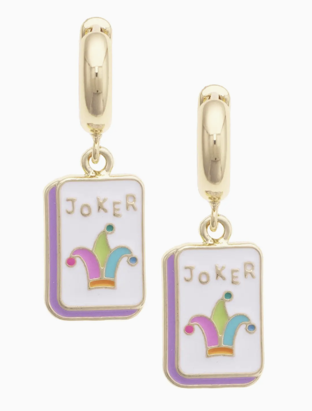 Joker Chunky Hinged Hoop Earrings in Shiny Gold