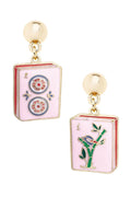 Mahjong Tile Earrings in Light Pink