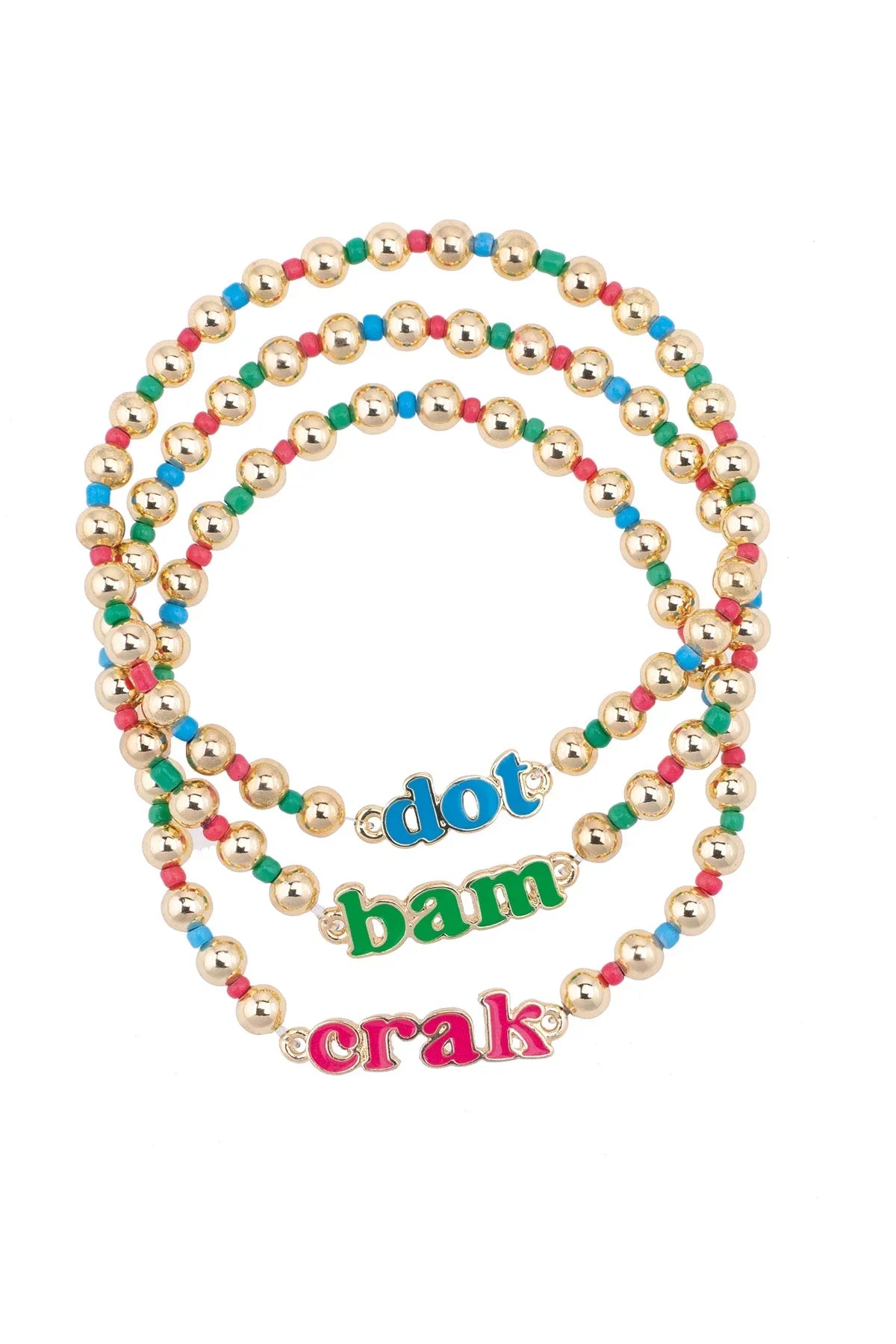 The Dot Crak Bam Rainbow Ball Bead Stretch Bracelet Set of 3
