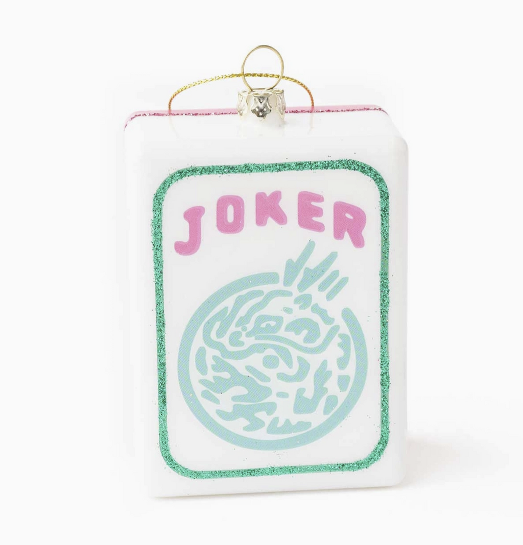Large Mahjong Joker Tile Glass Christmas Ornament