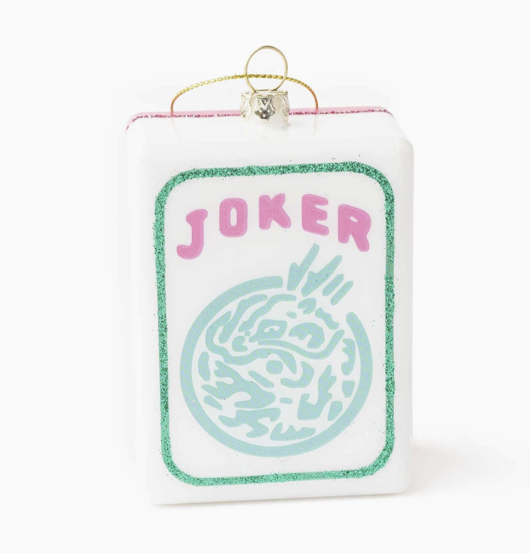 Large Mahjong Joker Tile Glass Christmas Ornament