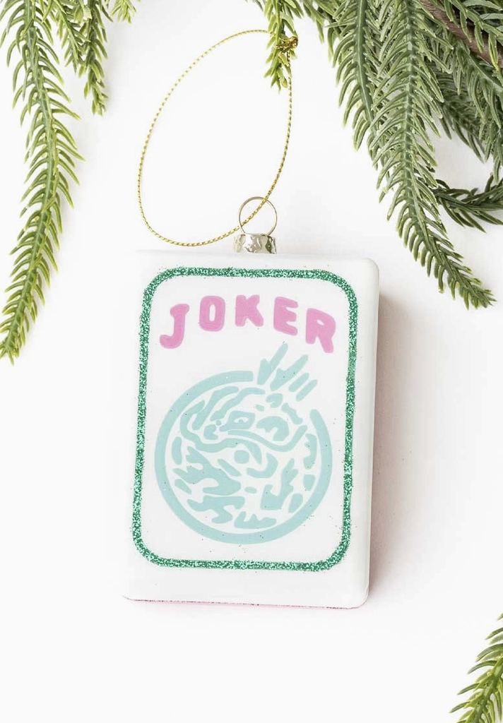 Large Mahjong Joker Tile Glass Christmas Ornament