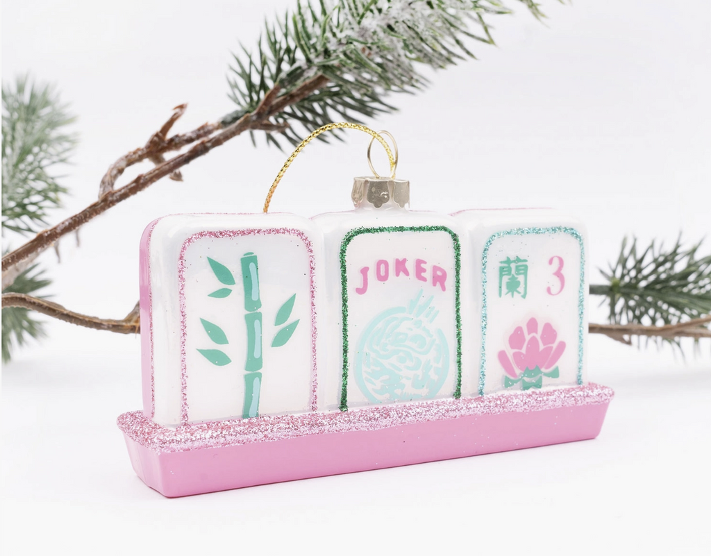 Mahjong Trio Glass Christmas Ornament