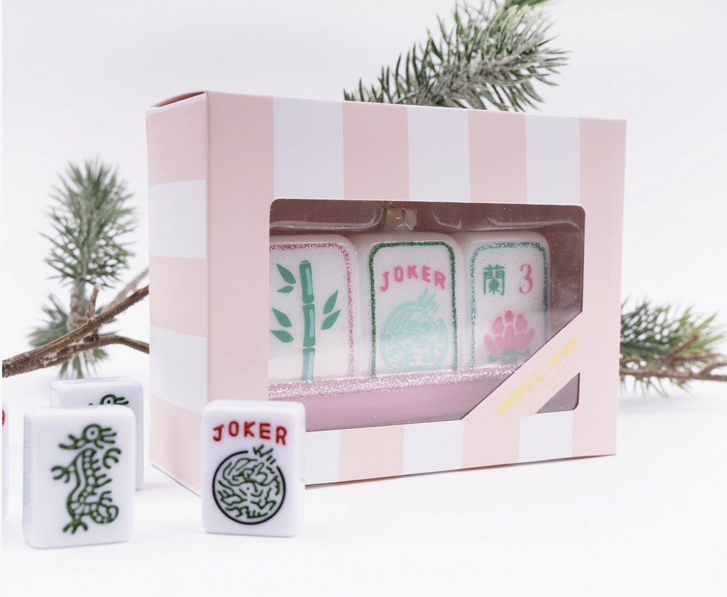 Mahjong Trio Glass Christmas Ornament